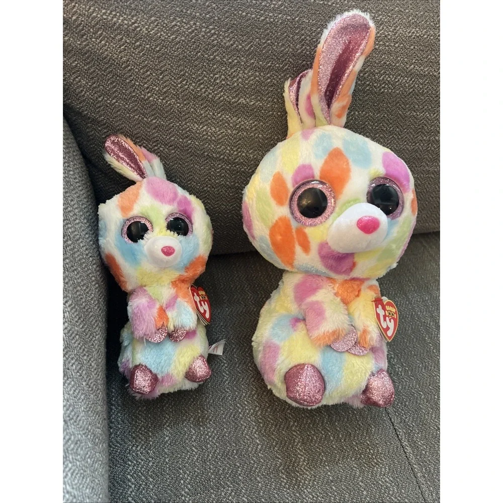 TY Beanie Babies Boos Bunny Rabbit Bloomy Plush Stuffed Animal Medium And Small